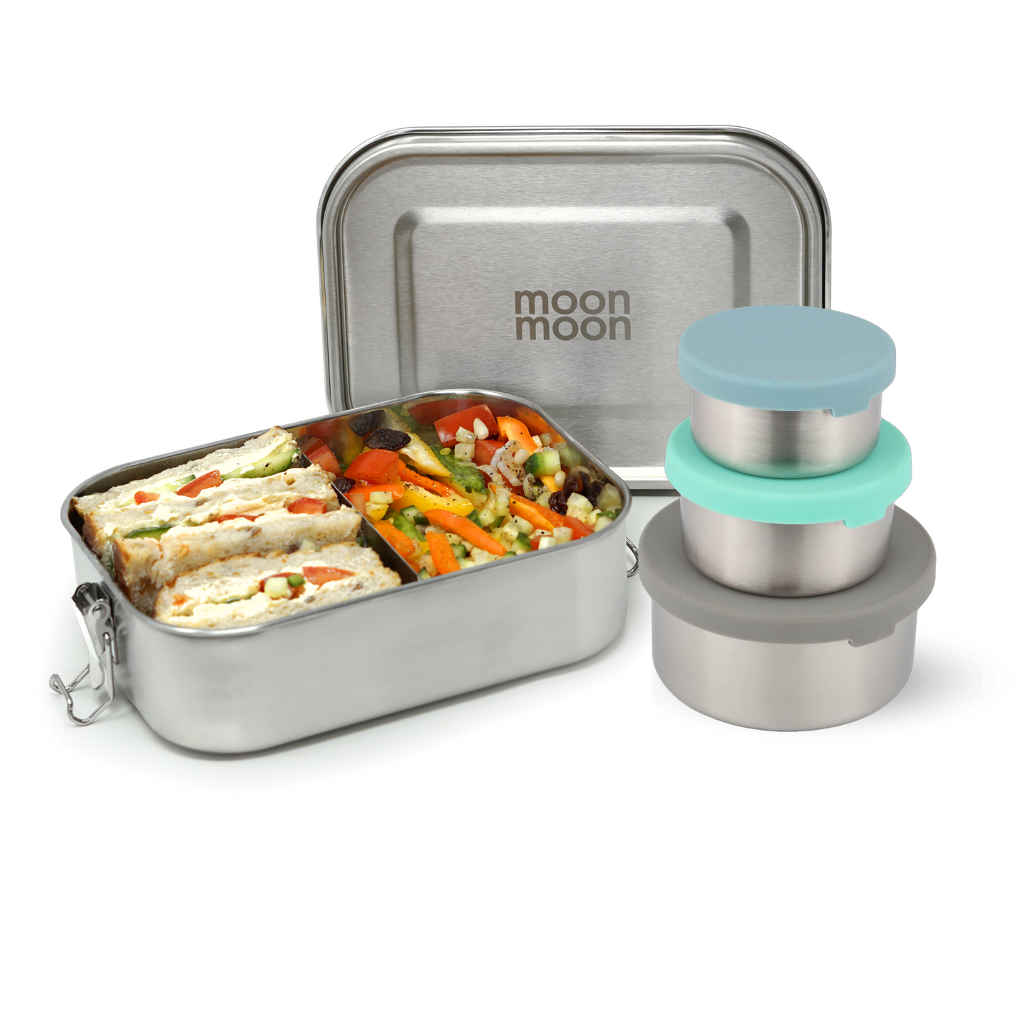 Stainless Steel Lunch Box (1.2L) & Snack pot Set