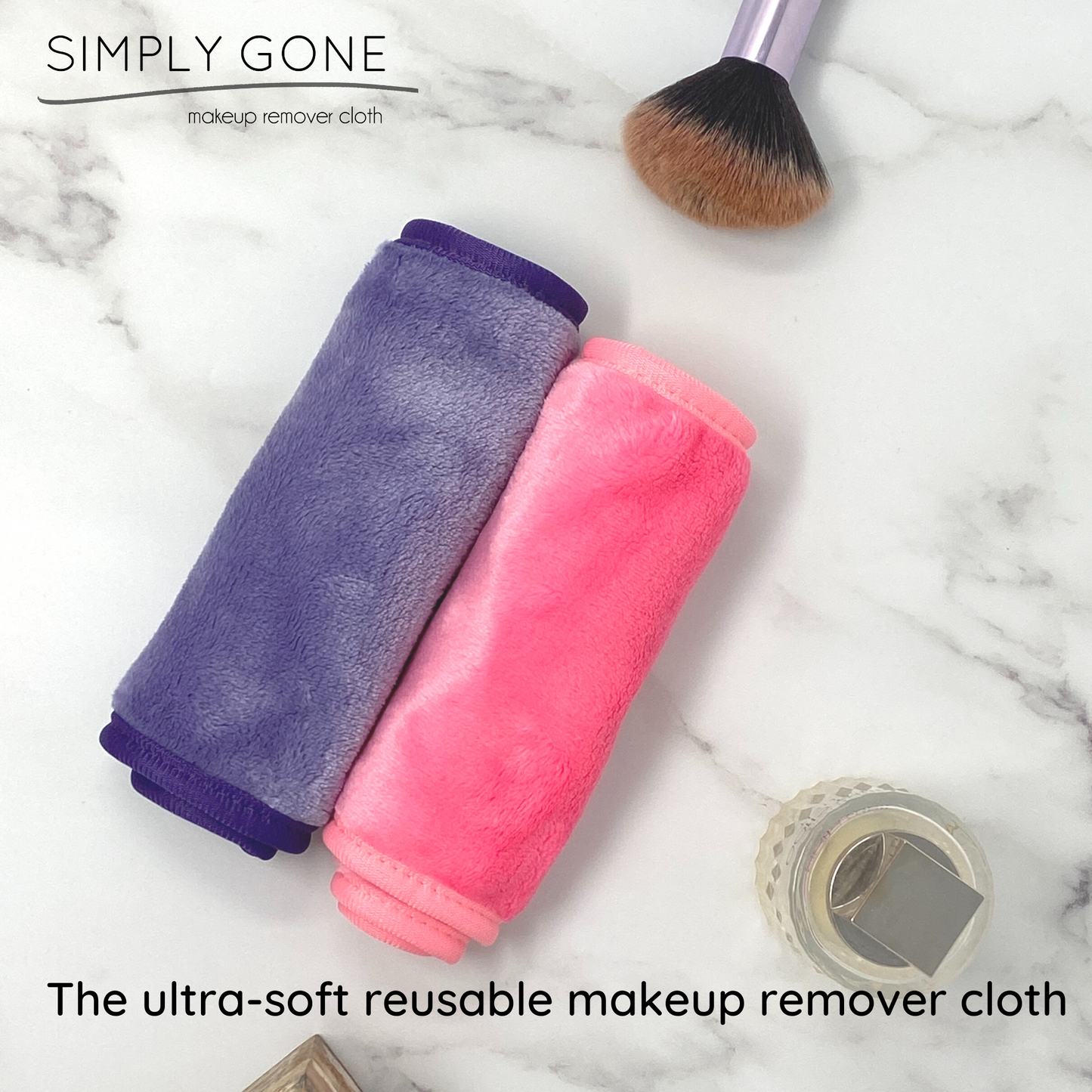 Simply Gone Makeup Remover Face Cloth - Set of 2 (Purple & Pink)