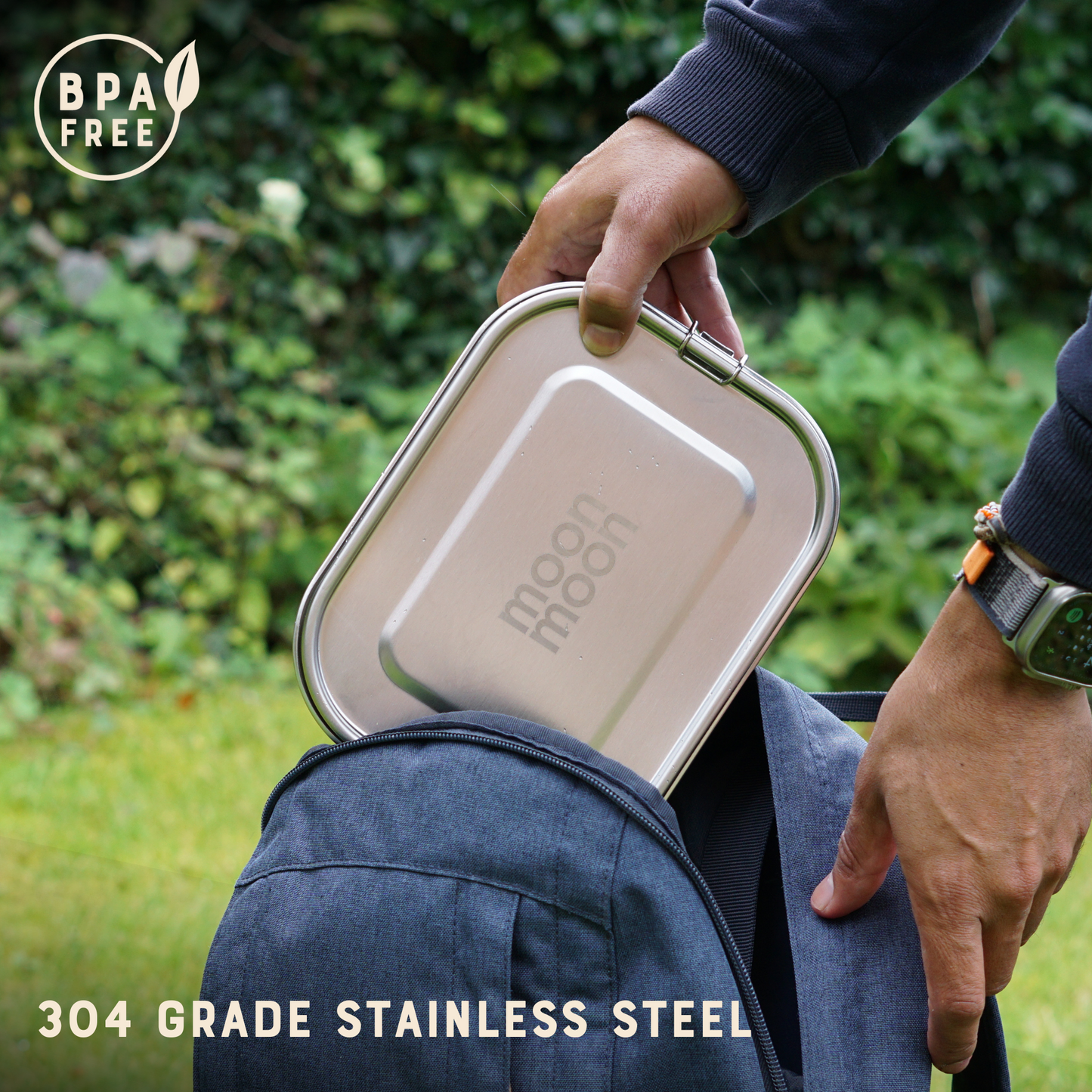 moon moon metal lunch box, stainless steel bento box, eco friendly lunch box, plastic-free lunch box for kids, lunch box for adults, steel bento