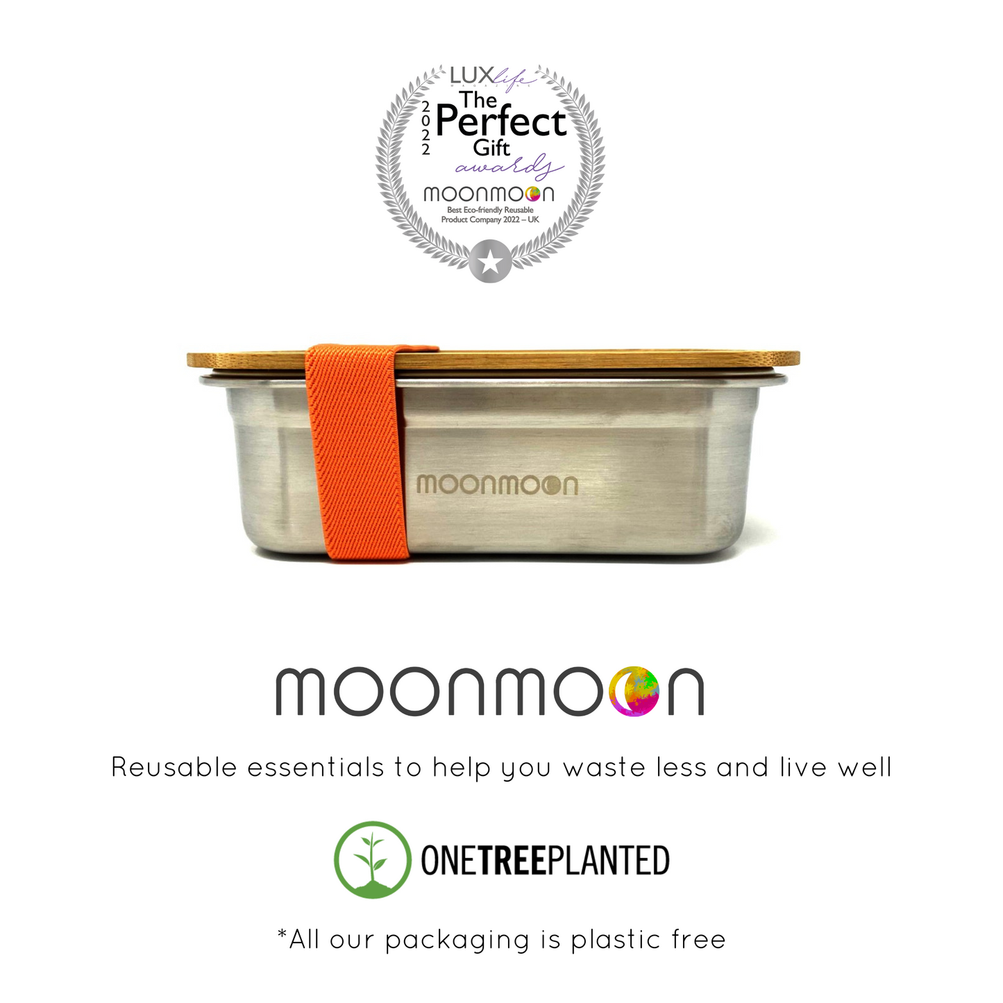 Moonmoon lunchbox, Stainless steel and bamboo, Metal sandwich box, salad lunch box, packed lunch box for adults, metal food container, sandwich box