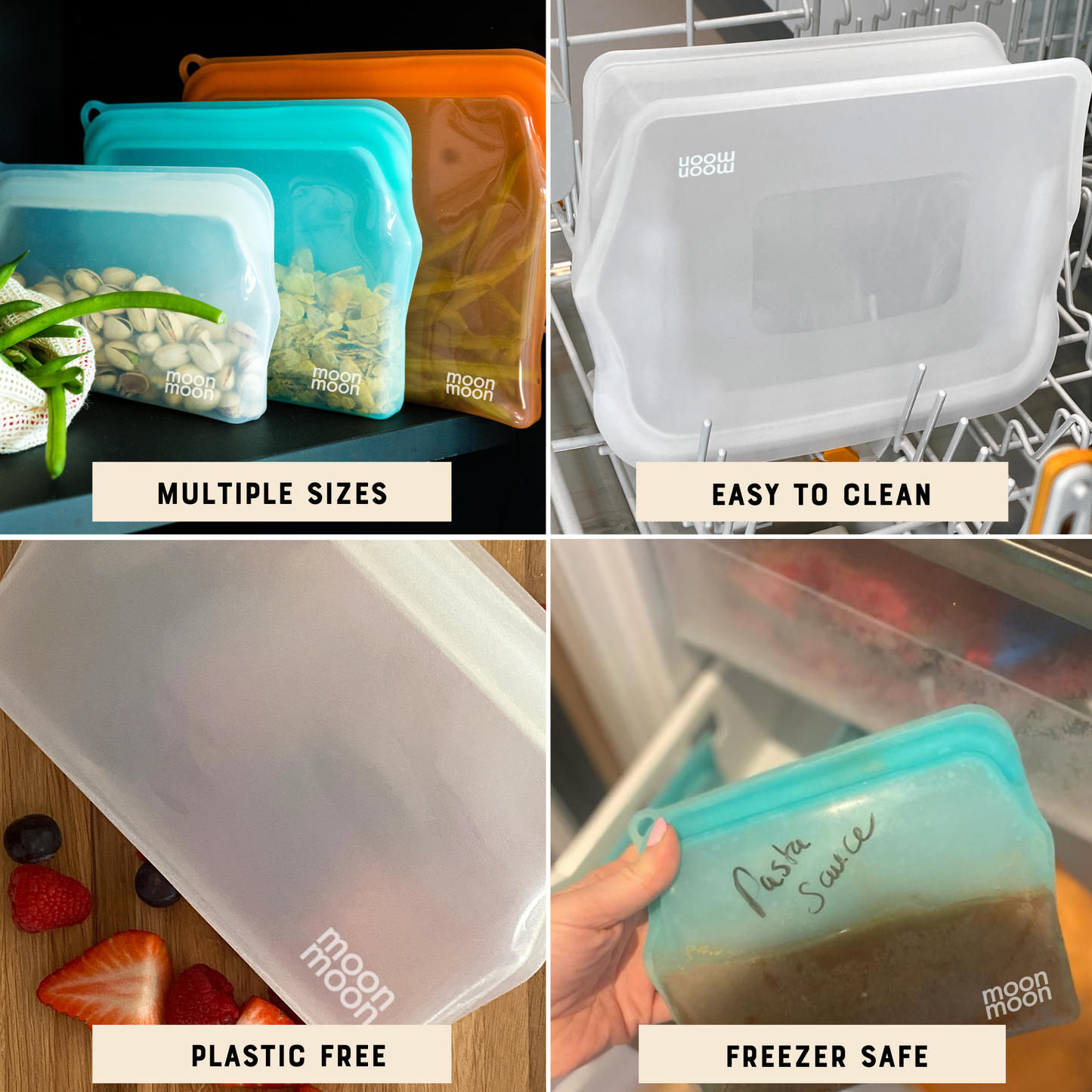 Moonmoon reusable silicone freezer bags, silicone food bags, uk, reusable silicone pouch bag, Moonmoon uk, stasher bags uk, silicone freezer bags, silicone bag, food storage bags, silicone bags for food,