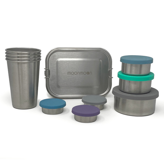 Camping products, stainless steel lunch box, stainless steel bento box, metal lunch box, salad dressing pots, dressing pots, stainless steel snack pots, stainless steel food containers, metal cups, moonmoon, moonmoon uk