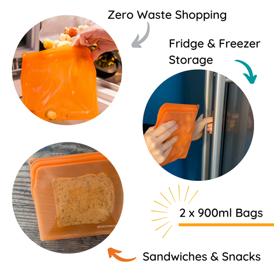 Silicone food bags, Moonmoon, Reusable, reusable silicone pouches, plastic free freezer bags uk eco freezer bags uk, silicone pouches, zip top silicone bags uk, Plastic-free, food bags