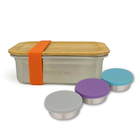 stainless steel food container, stainless steel lunchbox, sauce pots, dressing pots, stainless steel sauce pots, lunchbox with bamboo lid, stainless steel lunchbox with bamboo lid, metal lunch box, plastic-free lunchbox