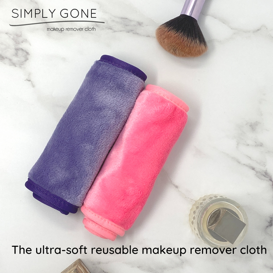 Simply Gone Makeup Remover Cloth - Set of 2 (Purple & Pink)