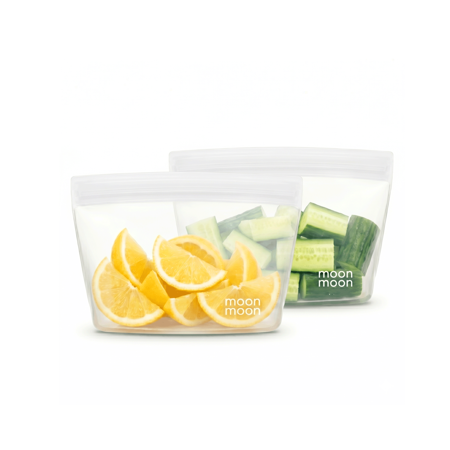 Moonmoon reusable food bags for freezer, reusable alternatives to ziplock bags, reusable pantry storage bags, reusable snack bag, small silicone food bag, reusable lunch snack bag, reusable meal prep bag, silicone bag for leftovers, large reusable freezer bag, stasher bag, small food bag
