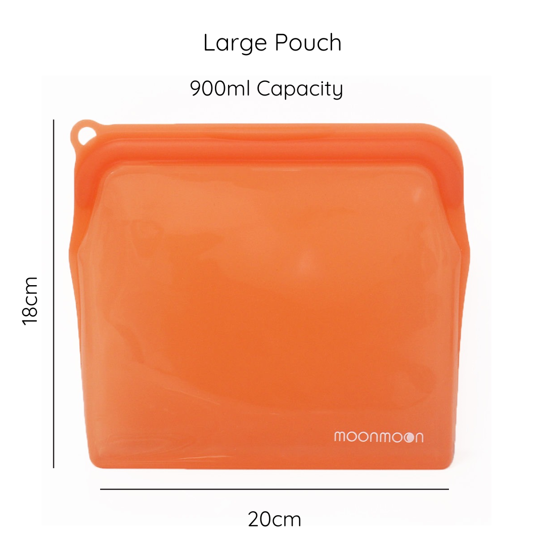 Silicone Reusable Freezer Bags Large Orange Moonmoon
