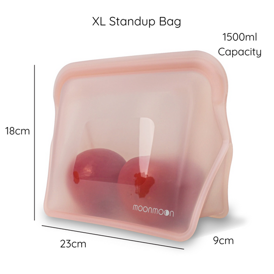 Stand up silicone bag, XL stand up bag, XL silicone bag, reusable silicone bag, reusable silicone bags, silicone freezer bags, food storage bags, batch cooking bags, storage bags for food