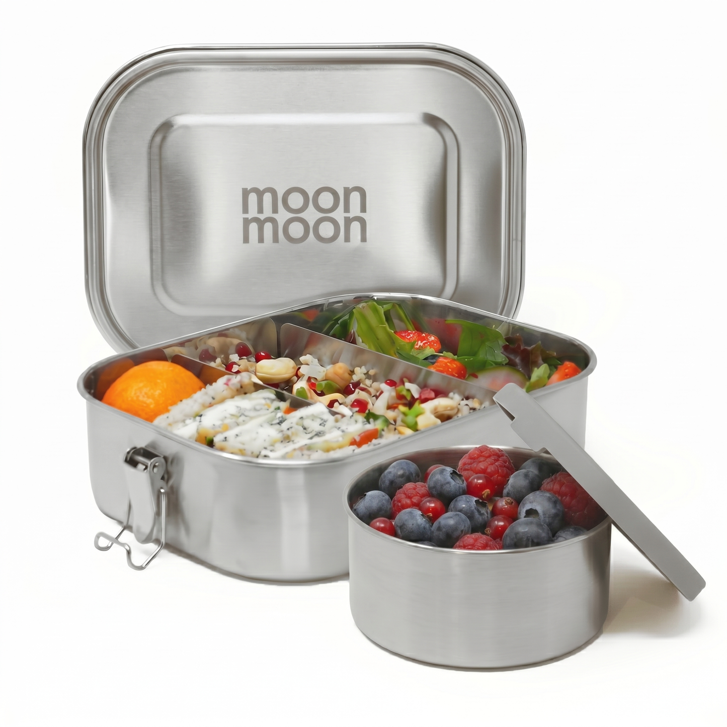 Zero waste, bento lunch box set, Large lunchbox, XL metal lunch box, moonmoon, plastic free, meal prep containers