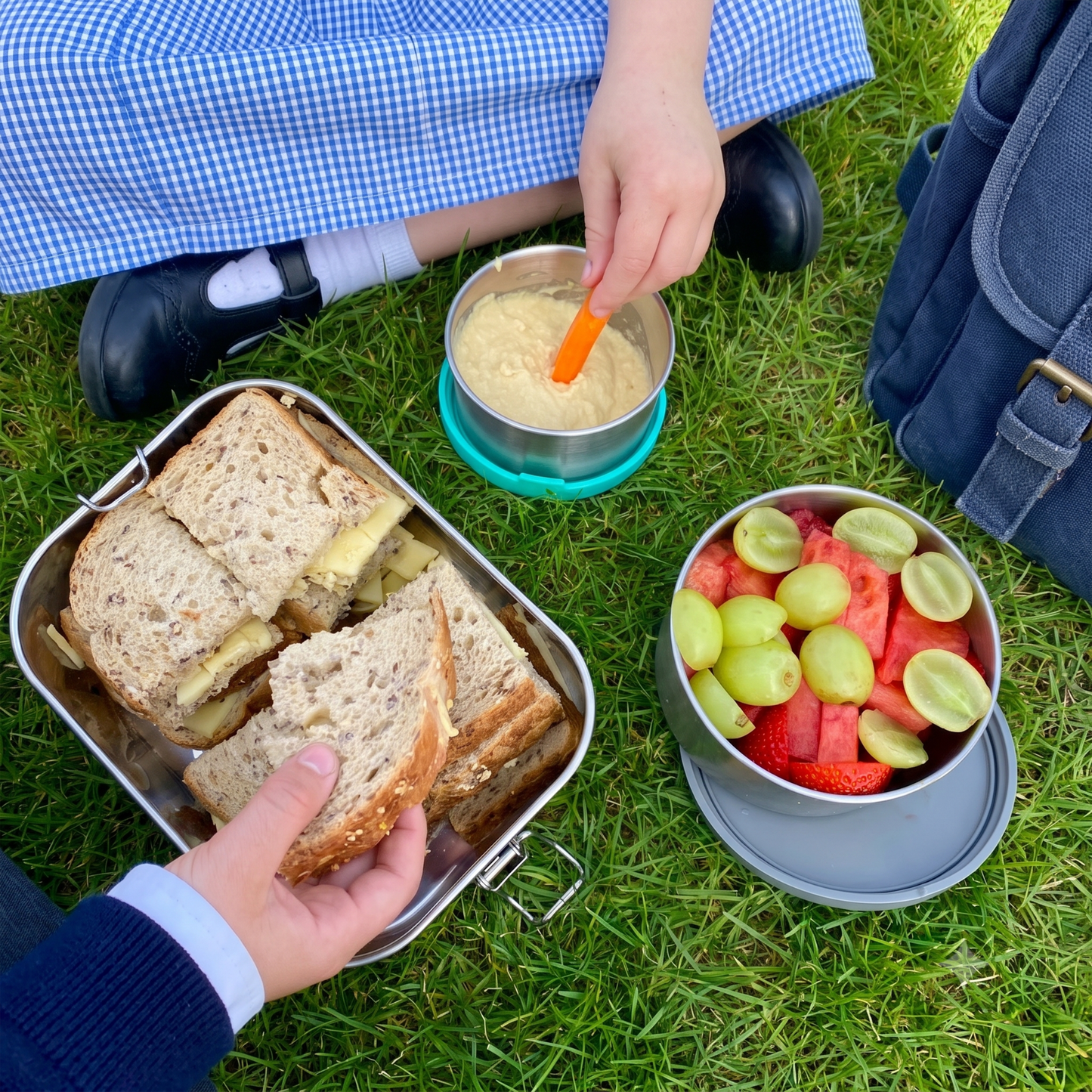Back to school packed lunch kit, plastic-free lunch set, stainless steel lunch box, metal lunch box