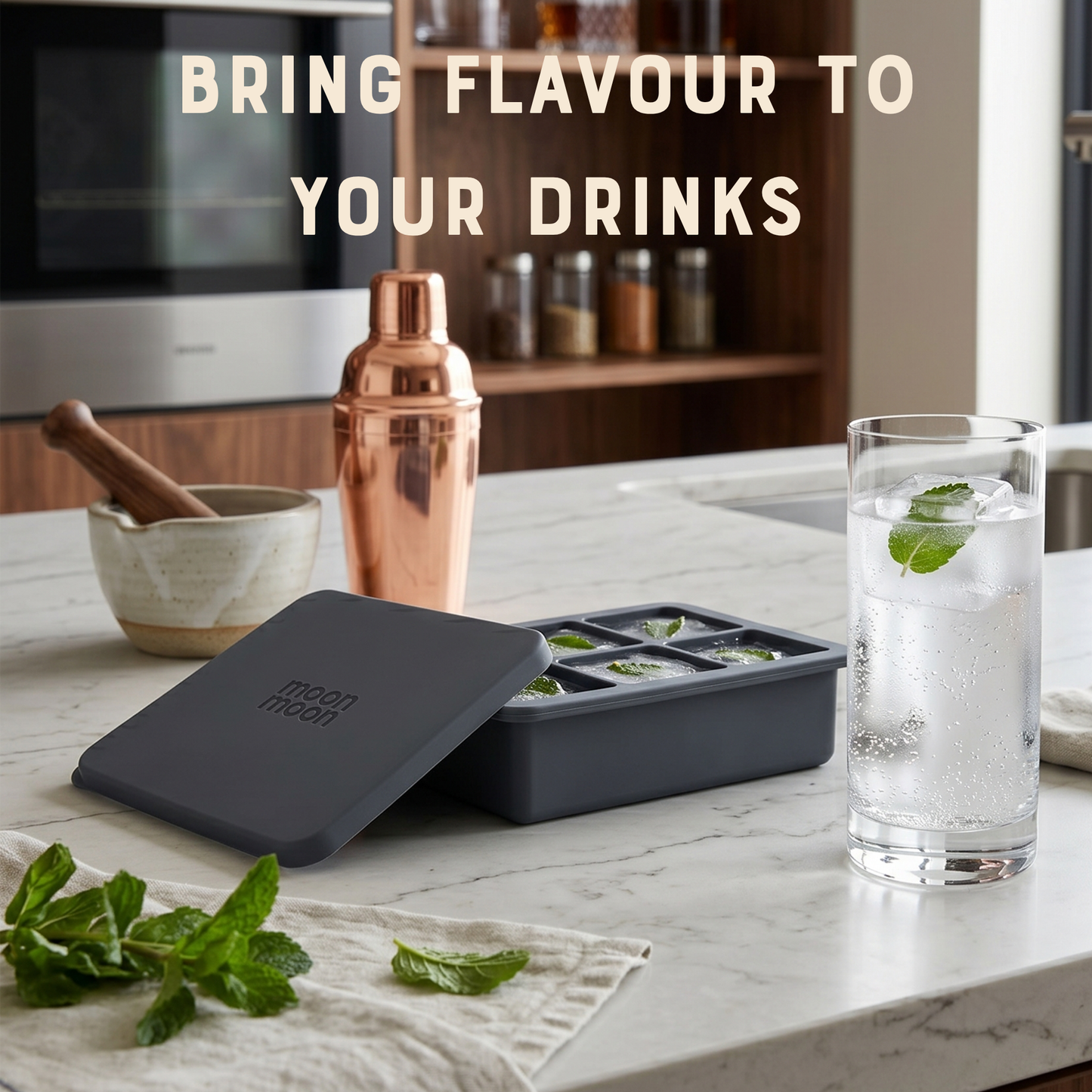  large ice cubes for iced coffee, giant ice cubes for spirits, freezer safe silicone ice tray, perfect for cocktails, ideal for whisky lovers, bar quality ice cubes, reduce drink dilution, easy pop out ice cubes, durable food grade silicone cocktail gifts for men, whisky accessories UK, home bar essentials, stocking fillers for cocktail lovers, whiskey gifts
