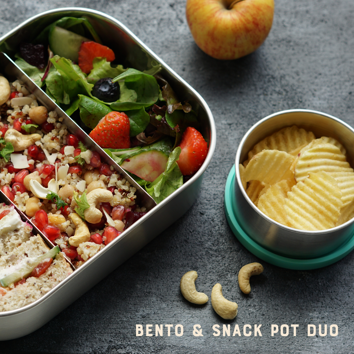 Bento Large Stainless Steel Bento Box (Large 1.4L) & 200ml Snack Pot – moonmoon