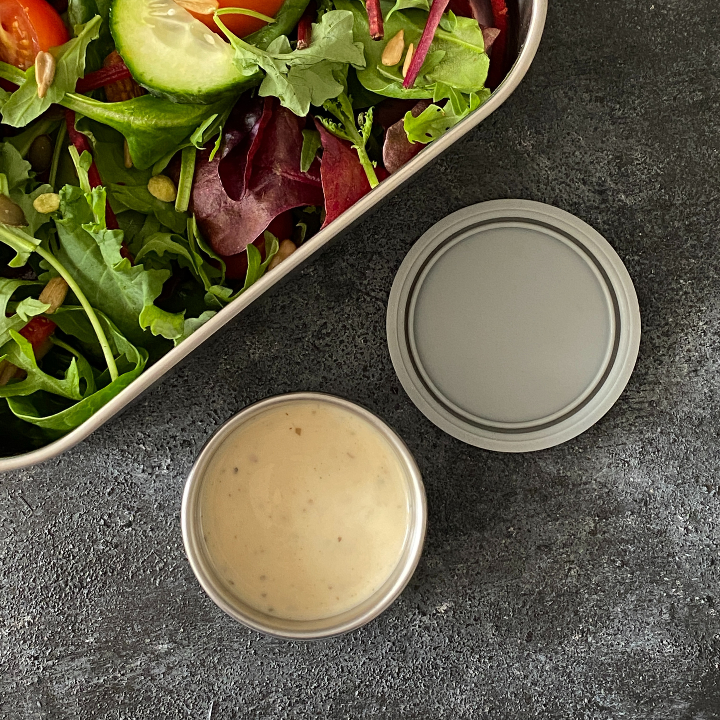 stainless steel food containers with lids , stainless steel food grade lunch pots, plastic free dressing pots, plastic free, toxic free, no leaking chemical food pots 