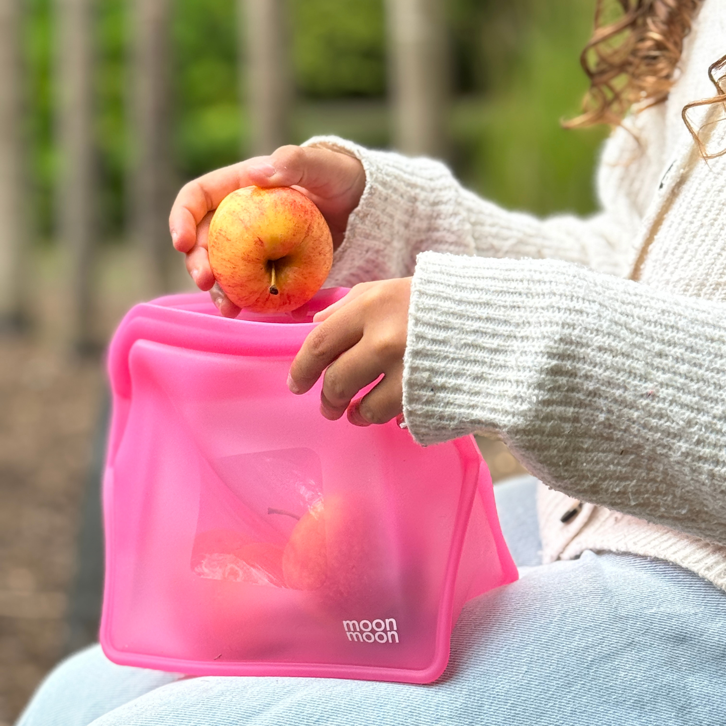 silicone food storage containers, silicone freezer containers, plastic free food storage, moon moon bags, silicone food bags, reusable freezer bags