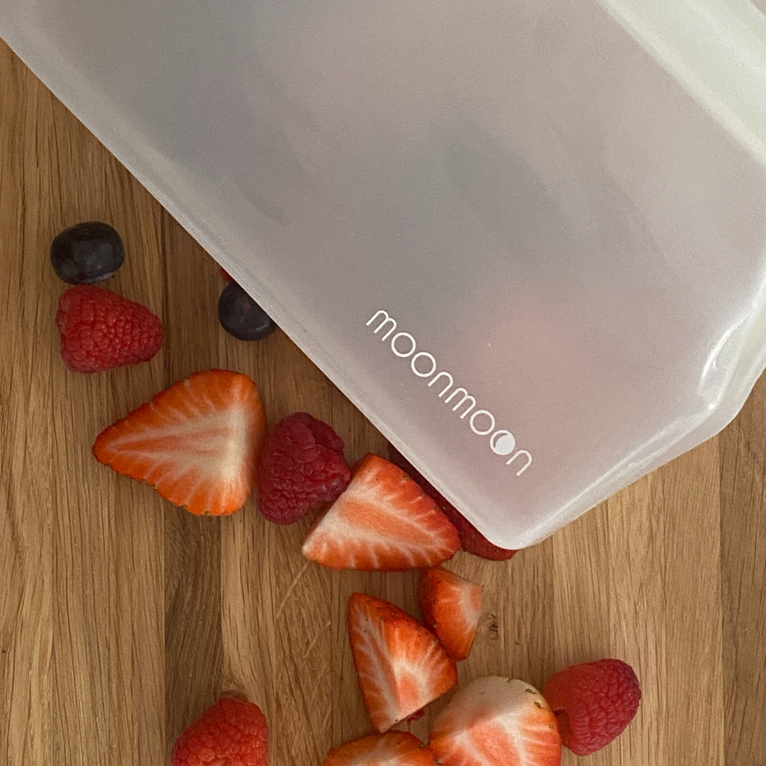 Moonmoon reusable silicone bags for smoothie prep, silicone freezer bags, silicon food bags
