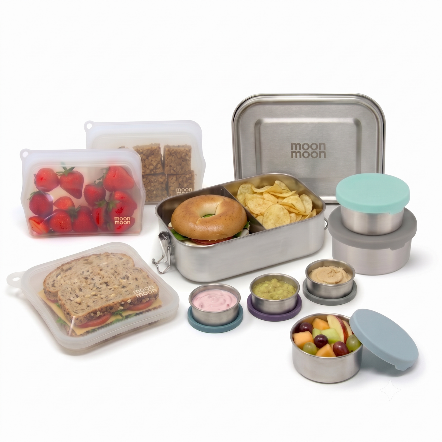 back to school lunch box bundle, reusable school lunch set, plastic-free lunch box, BPA-free lunch box, sustainable school lunch kit, reusable lunch containers, eco-friendly lunch box, kids lunch box set, reusable sandwich case, leakproof snack pots, reusable food pouches, stainless steel lunch box, silicone snack pots, reusable lunch accessories, plastic-free school lunch gear, durable lunch box, reusable packed lunch essentials, waste-free school lunches, eco-friendly packed lunches, reusable lunch box bu