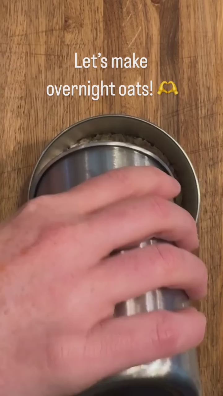 moonmoon metal snack pots, non plastic snack containers, non plastic food containers, moon moon stainless steel snack pots, overnight oat containers