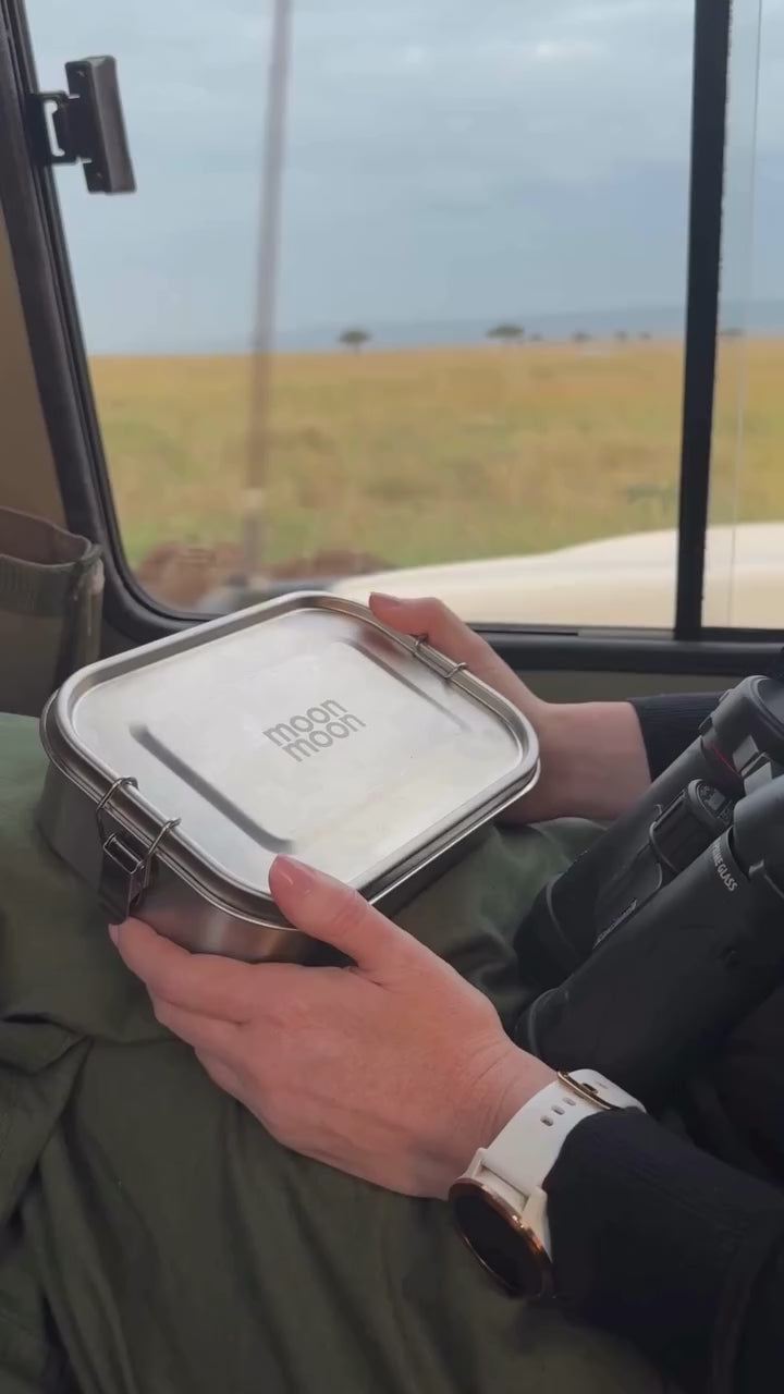 Travel on adventures with our moonmoon metal bento lunch box for plastic free lunch