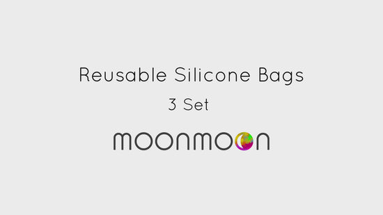 Load and play video in Gallery viewer, MOonmoon reusable silicone food bags, freezer bags, sandwch bag, snack bags, moo moo
