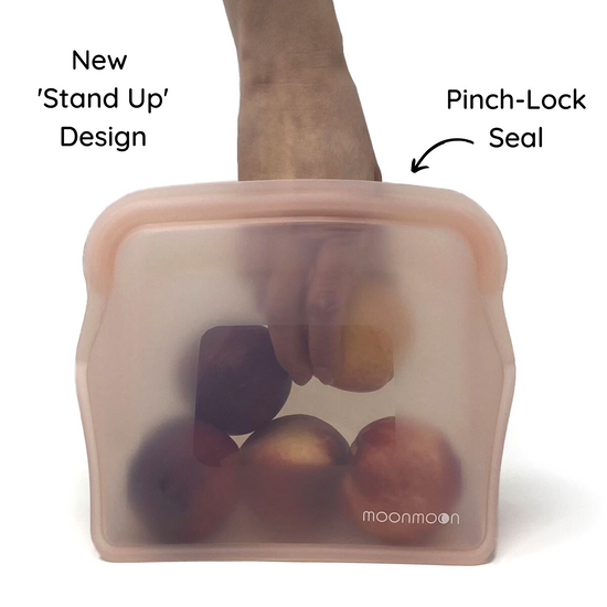Moonmoon, Moonmoon UK,  Reusable Stand Up Silicone Bags Fridge Freezer, stasher bags, reusable freezer bags, reusable silicone food bags, silicone bags for food, reusable silicone freezer bags, stasher bags, stasher bags uk, stasher bag uk, stand up bag, stand up pouch